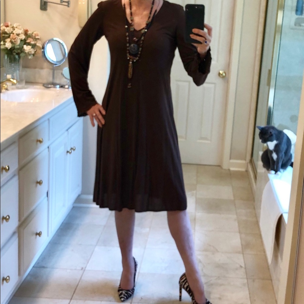 FREE WITH PURCHASE: Dress, brown stretch, Size M - Picture 1 of 9